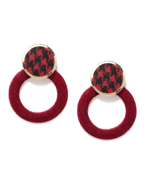 

Jewels Galaxy Maroon & Black Luxuria Handcrafted Circular Drop Earrings