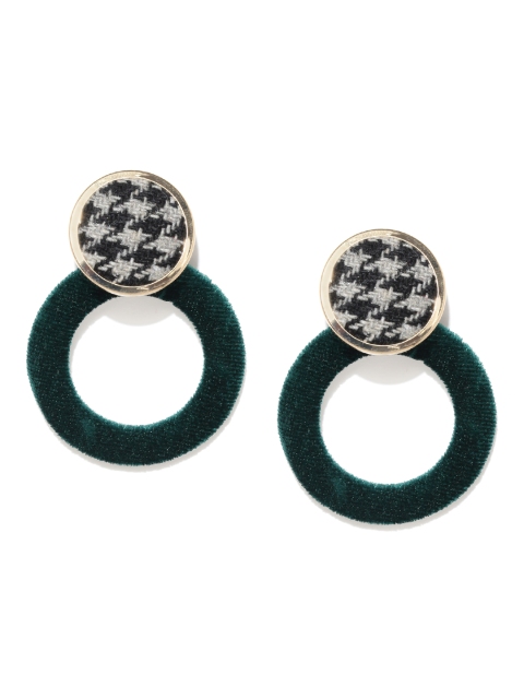 

Jewels Galaxy Green & Black Luxuria Gold-Plated Handcrafted Circular Drop Earrings