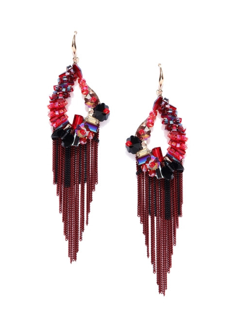 

Jewels Galaxy Maroon Gold-Plated Contemporary Drop Earrings