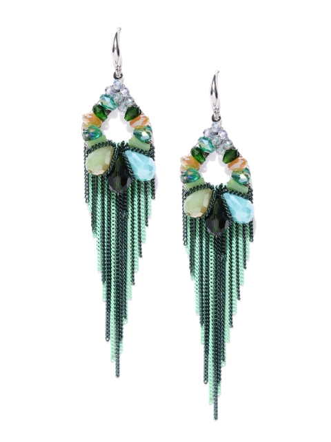 

Jewels Galaxy Green Gold-Plated Handcrafted Contemporary Drop Earrings