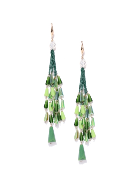 

Jewels Galaxy Green Gold-Plated Contemporary Drop Earrings
