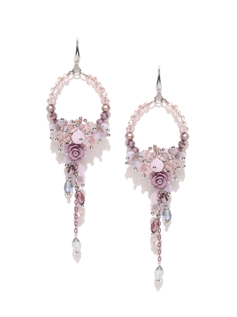 

Jewels Galaxy Purple Luxuria Silver-Plated Handcrafted Beaded Drop Earrings