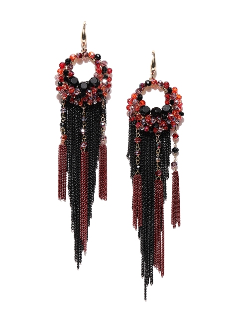 

Jewels Galaxy Red & Black Luxuria Gold-Plated Handcrafted Beaded Drop Earrings