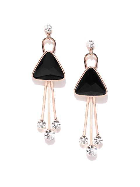 

Jewels Galaxy Black Luxuria Rose Gold-Plated Handcrafted Triangular Drop Earrings