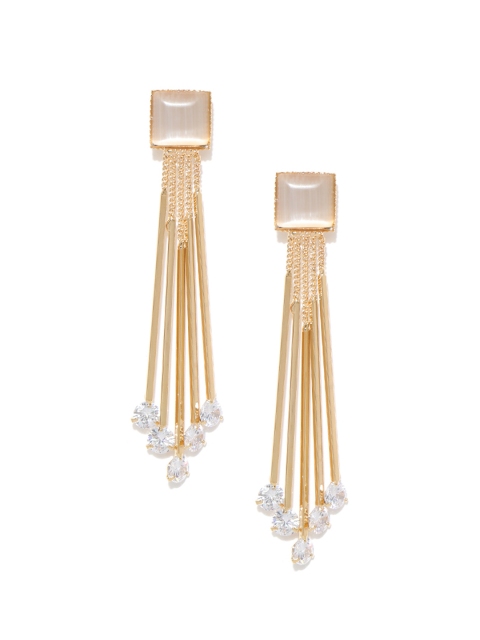 

Jewels Galaxy Off-White Luxuria Gold-Plated Tasselled Handcrafted Drop Earrings