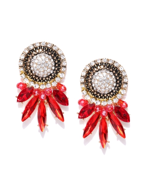 

Jewels Galaxy Red Luxuria Gold-Plated Stone-Studded Handcrafted Contemporary Studs
