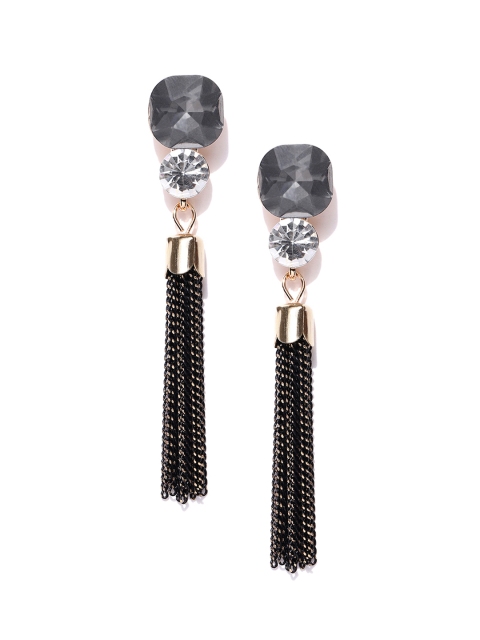 

Jewels Galaxy Charcoal Grey & Black Luxuria Gold-Plated Handcrafted Drop Earrings
