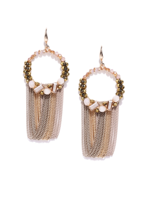 

Jewels Galaxy Beige & Off-White Luxuria Gold-Plated Handcrafted Circular Drop Earrings