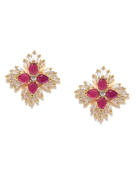 

Jewels Galaxy Pink Gold-Plated Stone-Studded Handcrafted Studs