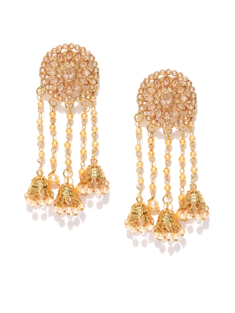 

Jewels Galaxy Off-White Gold-Plated Handcrafted Classic Drop Earrings