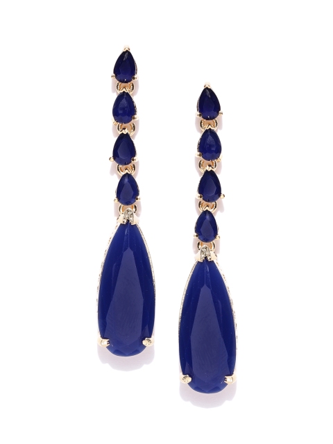 

Jewels Galaxy Blue Gold-Plated Handcrafted Teardrop-Shaped Drop Earrings
