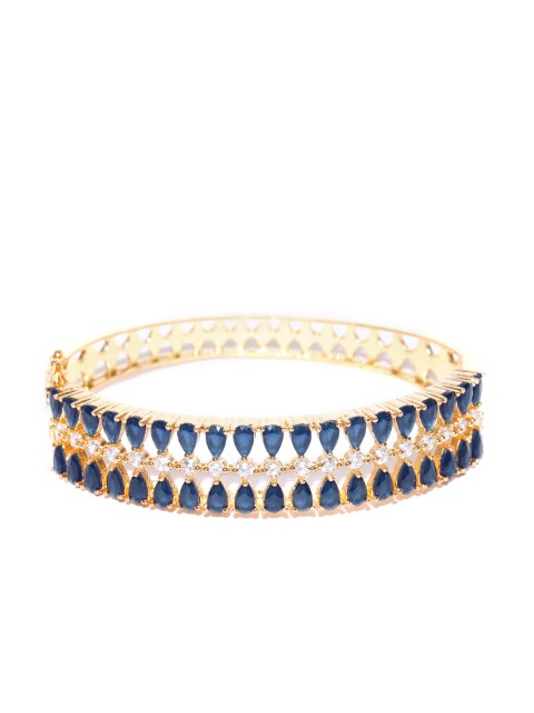 

Jewels Galaxy Blue Gold-Plated Stone-Studded Bangle-Style Bracelet