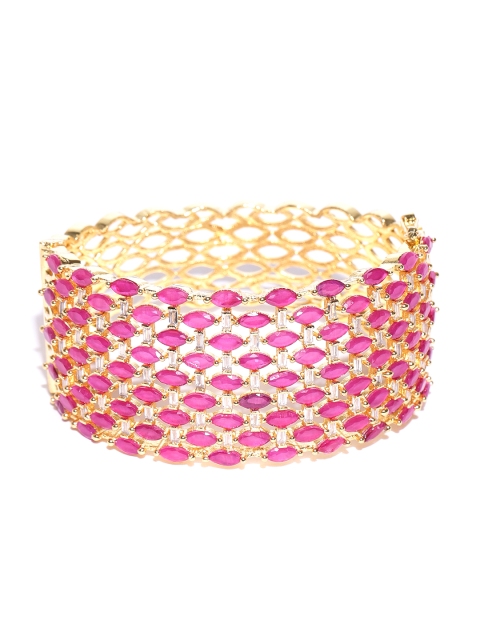 

Jewels Galaxy Pink Gold-Plated Stone-Studded Bangle-Style Bracelet