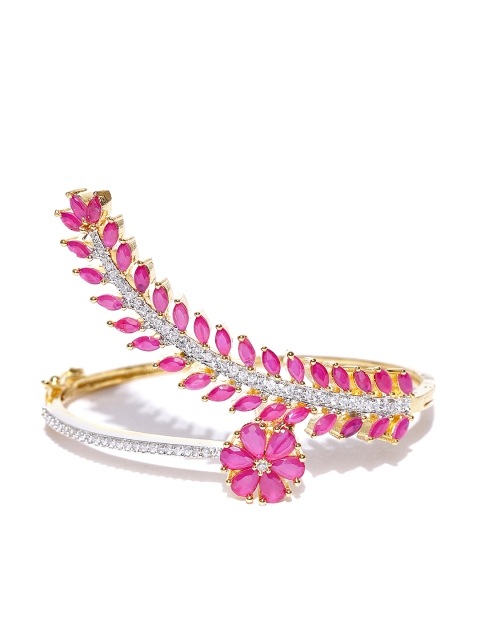 

Jewels Galaxy Pink Gold-Plated Stone-Studded Bangle-Style Bracelet