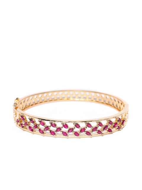 

Jewels Galaxy Pink Gold-Plated Stone-Studded Bangle-Style Bracelet