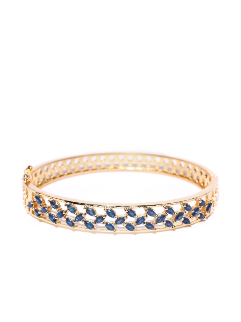 

Jewels Galaxy Blue Gold-Plated Stone-Studded Bangle-Style Bracelet