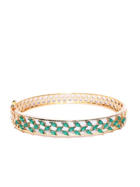 

Jewels Galaxy Green Gold-Plated Stone-Studded Bangle-Style Bracelet