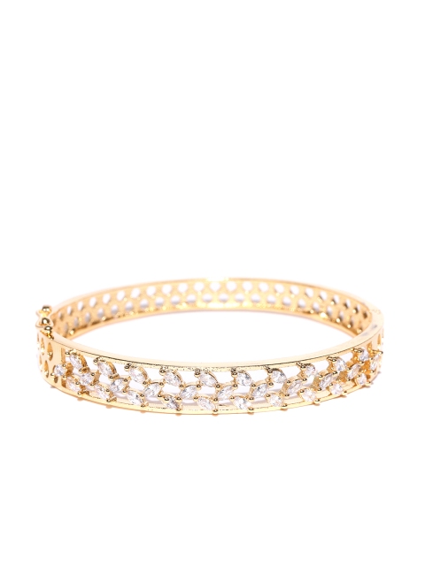 

Jewels Galaxy Gold-Plated Stone-Studded Bangle-Style Bracelet