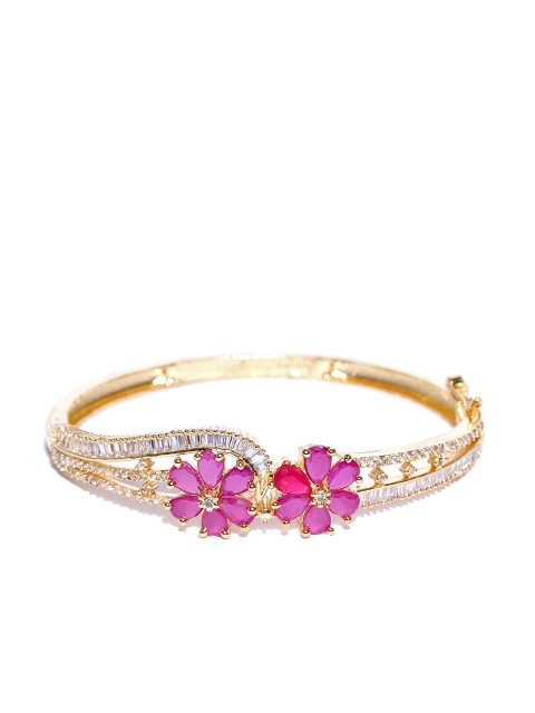 

Jewels Galaxy Pink Gold-Plated Stone-Studded Bangle-Style Bracelet