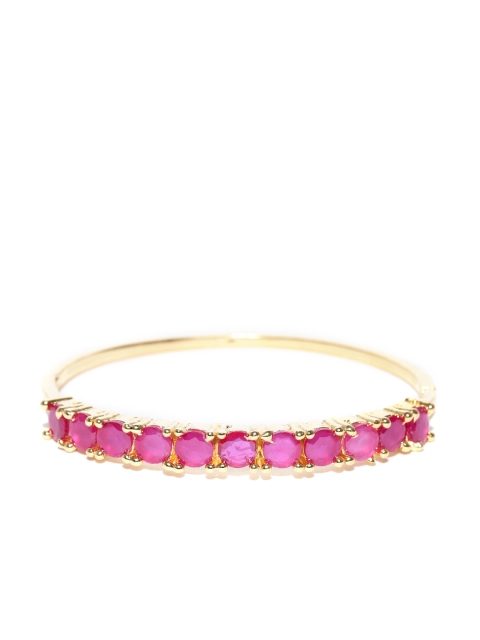 

Jewels Galaxy Pink Gold-Plated Handcrafted Stone Studded Bangle-Style Bracelet