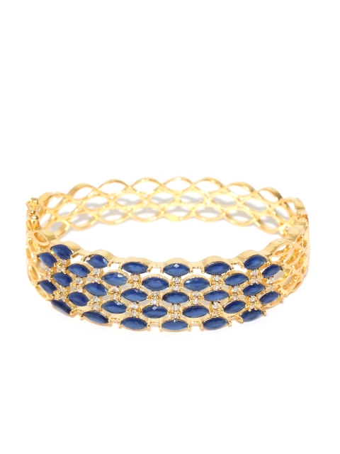 

Jewels Galaxy Blue Gold-Plated Handcrafted Stone-Studded Bangle-Style Bracelet