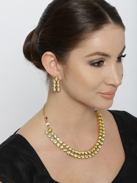 

Jewels Galaxy Gold-Toned Kundan Jewellery Set