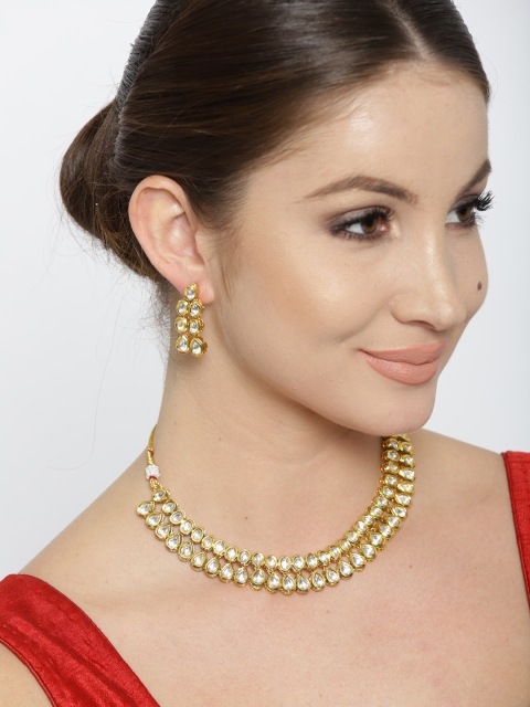 

Jewels Galaxy Gold-Toned Kundan Jewellery Set
