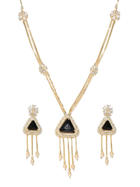

Jewels Galaxy Gold-Toned & Black Stone-Studded Jewellery Set