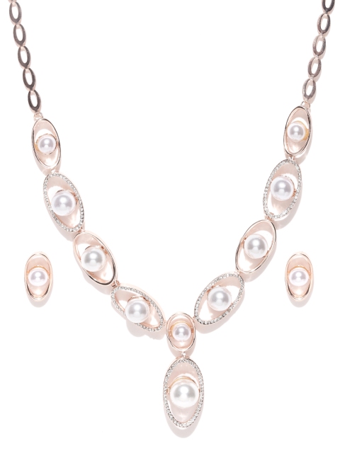 

Jewels Galaxy Rose-Gold Stone-Studded Jewellery Set