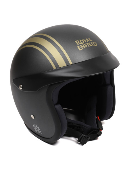 

Royal Enfield Grey Twin Stripes Sunpeak Open Face Helmet RRGHEI000082