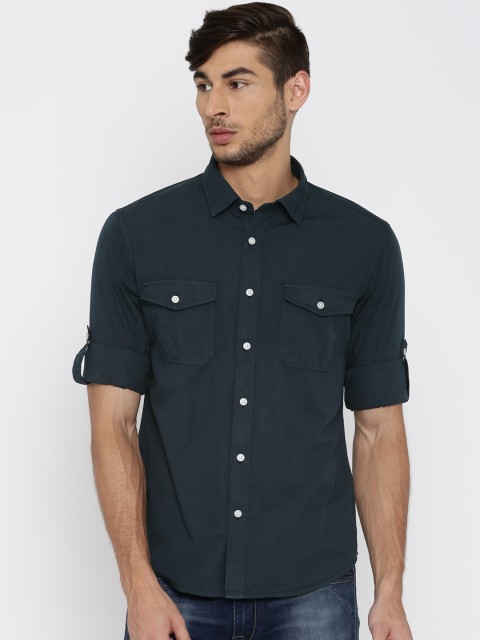 

Ed Hardy Men Navy Slim Fit Shirt, Navy blue