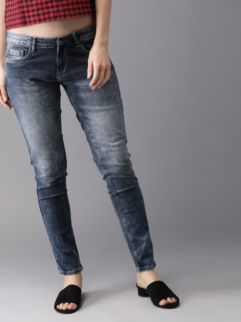 

HERE&NOW Women Blue Skinny Fit Mid-Rise Clean Look Stretchable Jeans