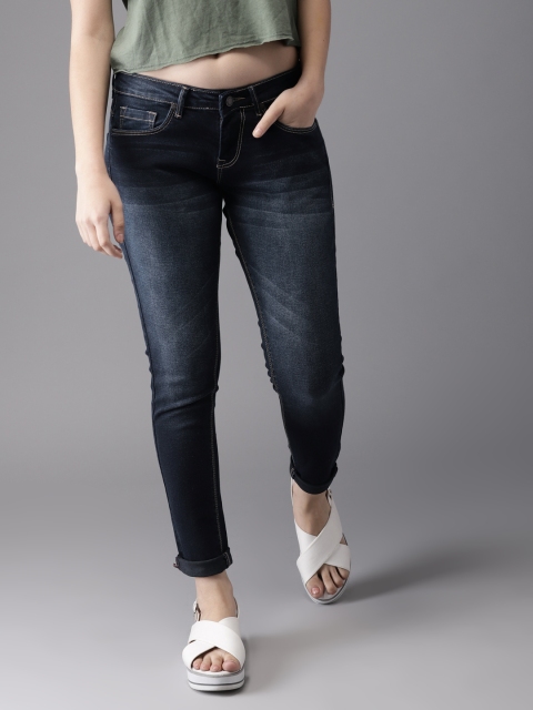 

HERE&NOW Women Blue Skinny Fit Mid-Rise Clean Look Stretchable Jeans