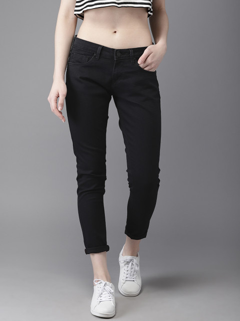 

HERE&NOW Women Black Slim Fit Mid-Rise Clean Look Stretchable Jeans