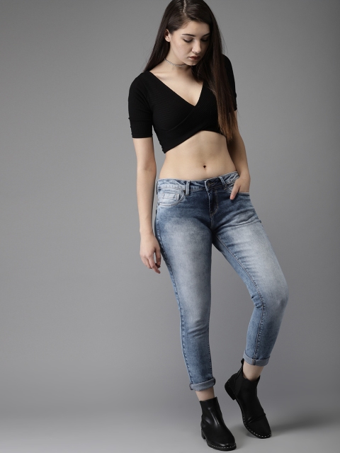 

HERE&NOW Women Blue Slim Fit Mid-Rise Clean Look Stretchable Jeans