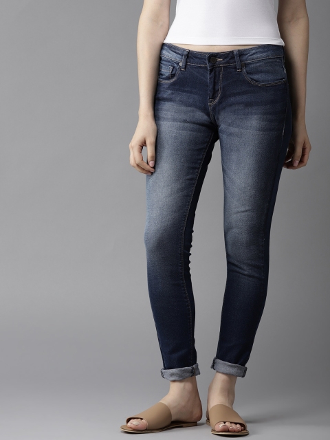 

HERE&NOW Women Blue Slim Fit Mid-Rise Clean Look Stretchable Jeans