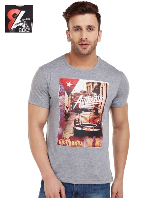 

VIMAL Men Pack of 2 Striped T-shirts, Grey melange