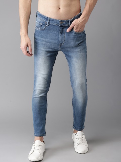 

HERE&NOW Men Blue Flared Mid-Rise Cropped Clean Look Stretchable Jeans