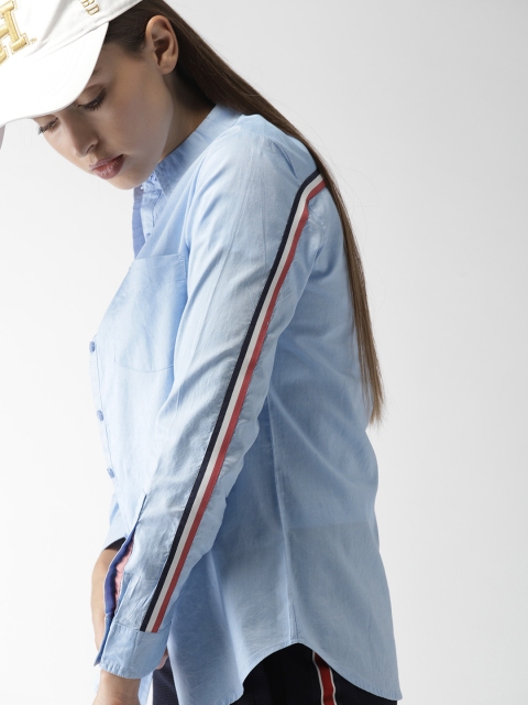 

Harvard Women Blue Regular Fit Solid Casual Shirt