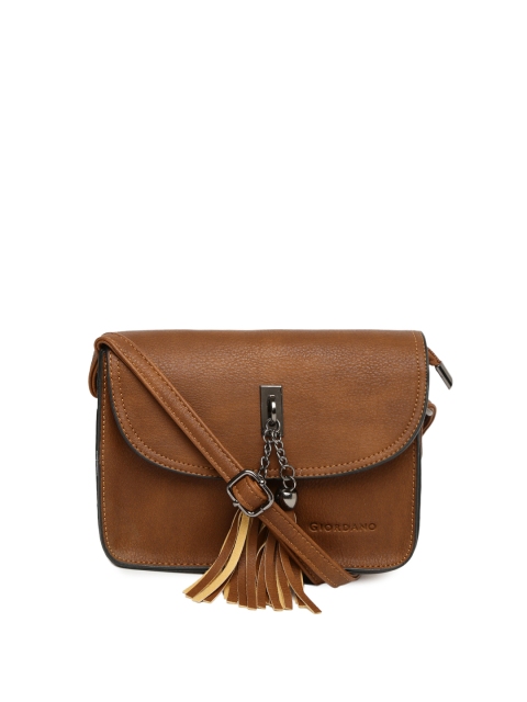 

GIORDANO Brown Tassel Solid Sling Bag