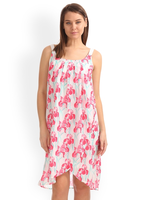 

Cherokee Women Off-White & Red Floral Printed A-Line Dress