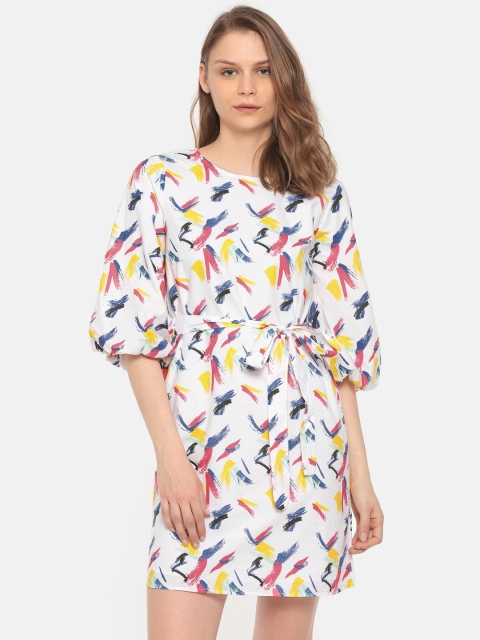 

Sugr Women Off-White Printed A-Line Dress