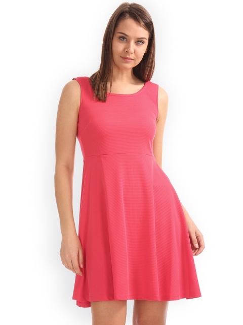 

Sugr Women Red Solid Fit and Flare Dress