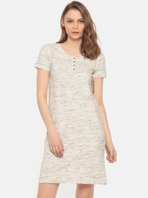 

Sugr Women Off-White Solid A-Line Dress
