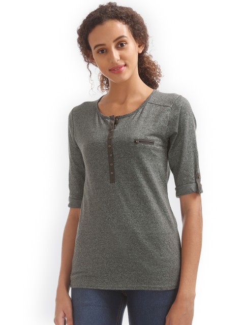 

Cherokee Women Charcoal Solid Top