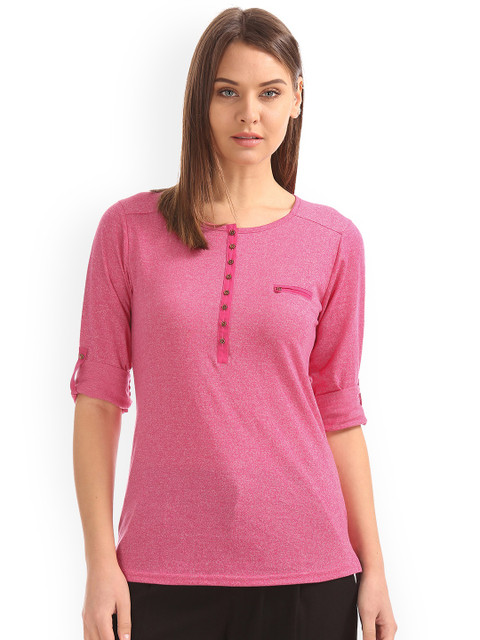 

Cherokee Women Pink Solid Top