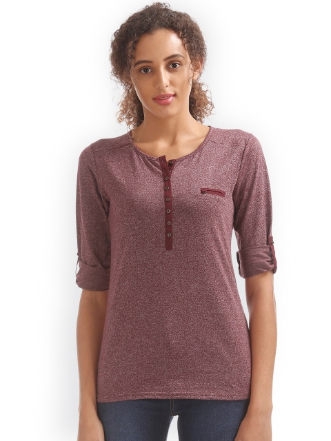 

Cherokee Women Maroon Solid Top
