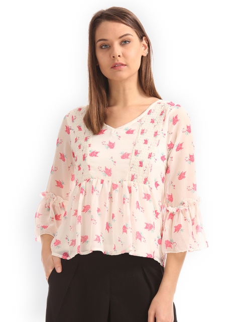 

Cherokee Women Off-White Printed Top