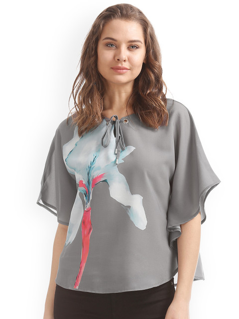 

Cherokee Women Grey Printed Top