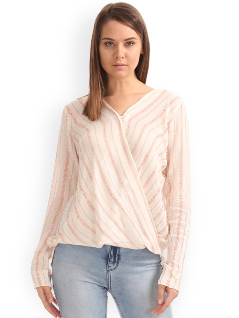 

Cherokee Women Off-White Printed Top
